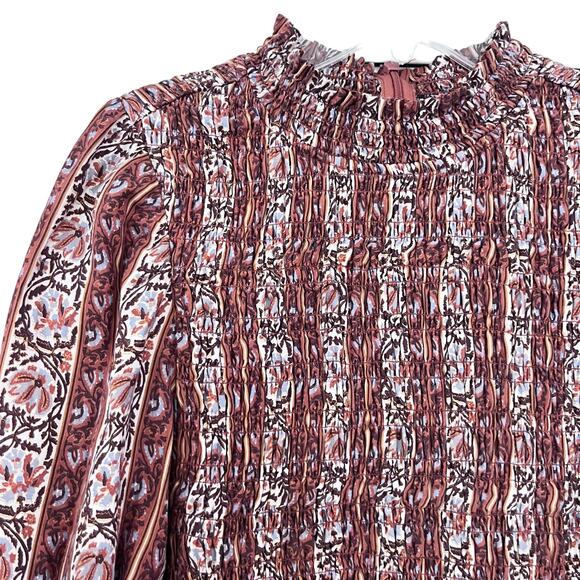 Marie Oliver Glennon Mock Neck Long Sleeve Top in Sedona Stripe Size Medium - Picture 4 of 13